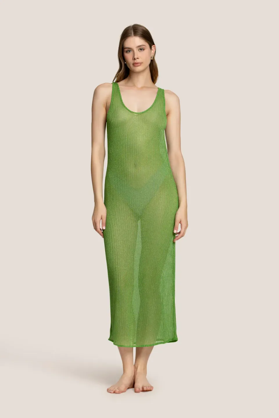 4 Giveness Transparent Soft abito copricostume verde trasparente