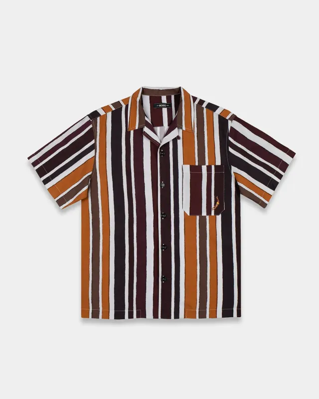 Mosso Sunwear Baiadera camicia marrone a righe maniche corte