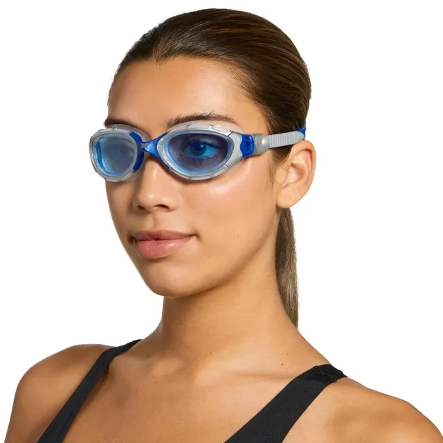 Zoggs Predator Flex occhialini nuoto grigio blu lenti blu