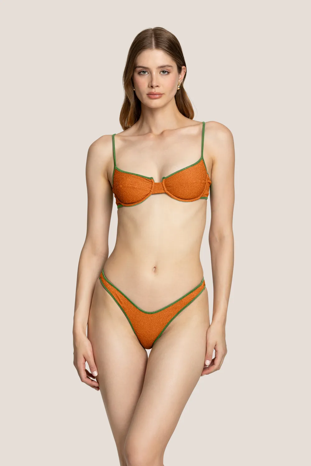 4 Giveness Lurex bikini balconcino bicolor verde-viola