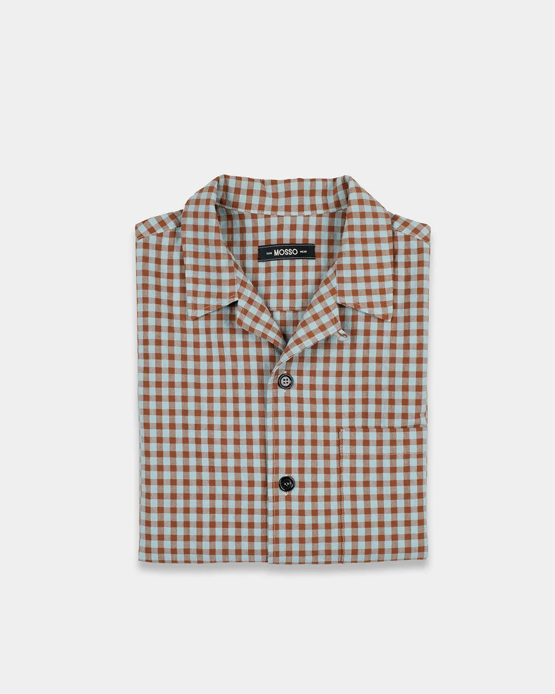 Mosso Sunwear Vichy camicia marrone seersucker cotone