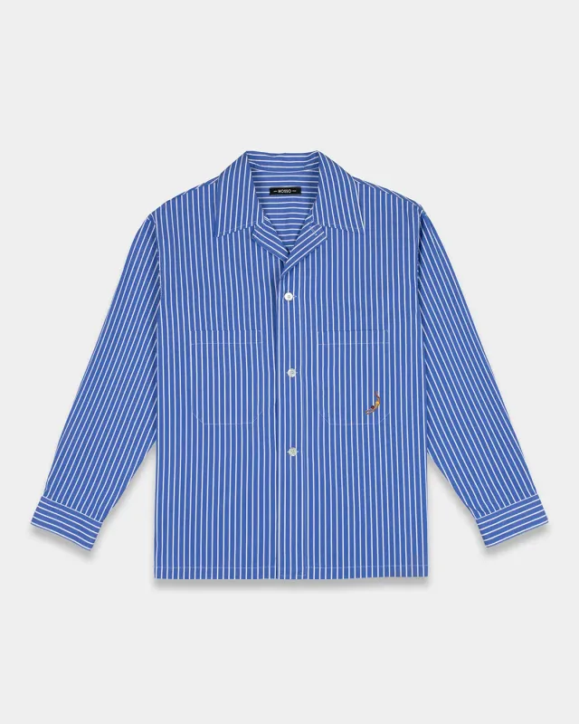 Mosso Sunwear Blue Striped camicia cotone a righe blu