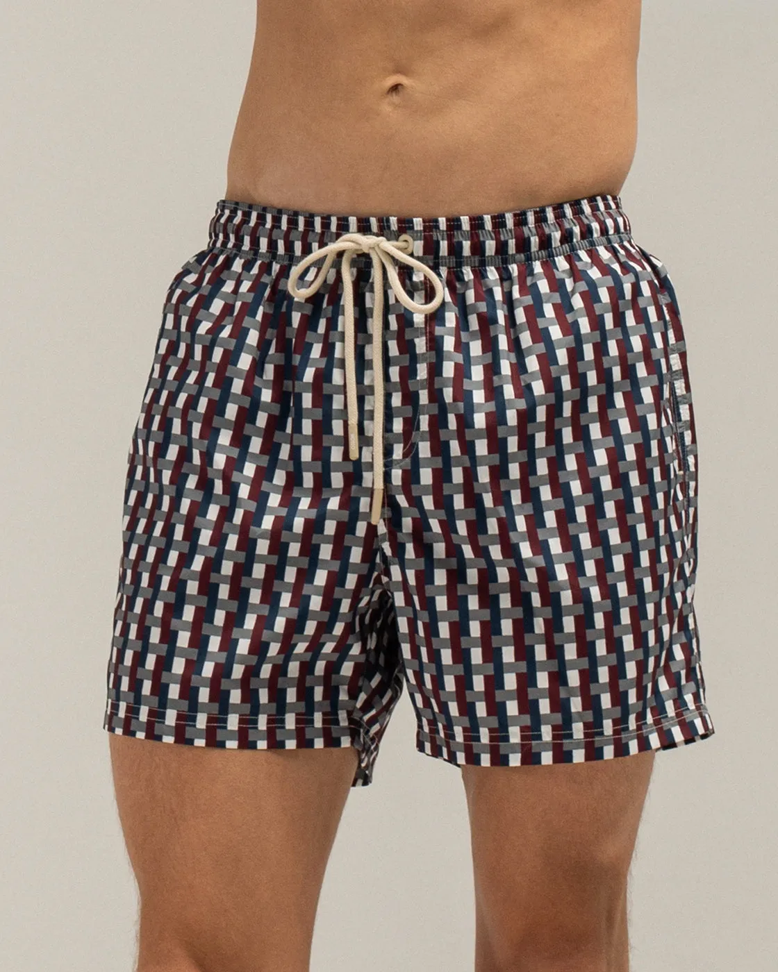 Mosso Sunwear Intreccio boxer mare bordeaux a onde