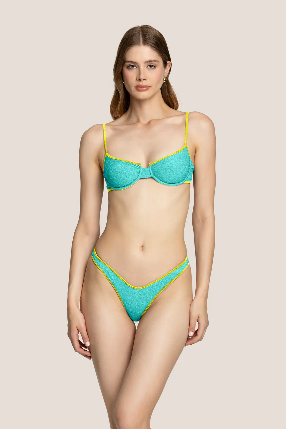 4 Giveness Lurex bikini balconcino bicolor verde-viola