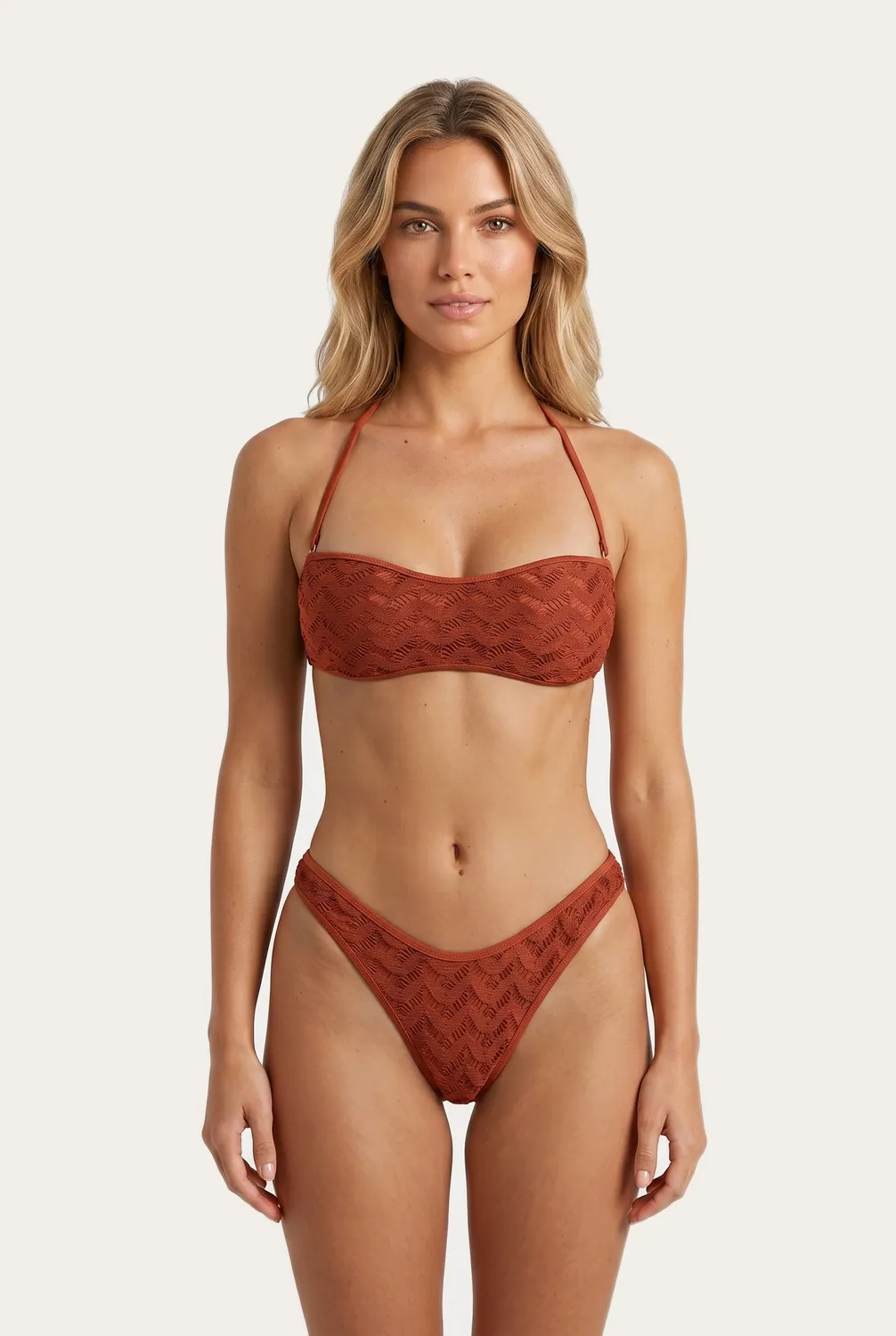 4Giveness Fascia e Slip a V Mesh Crochet bikini nero