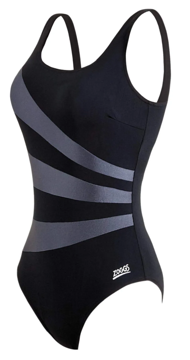 Zoggs Sandon Scoopback costume intero donna nero