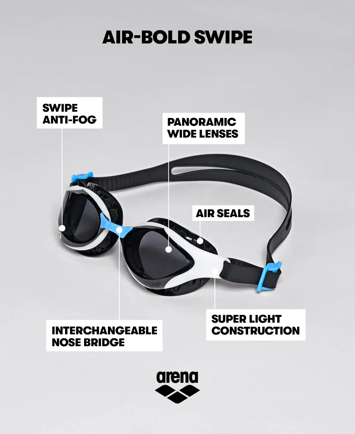Arena Air-Bold Swipe occhialini nuoto adulto lenti chiare