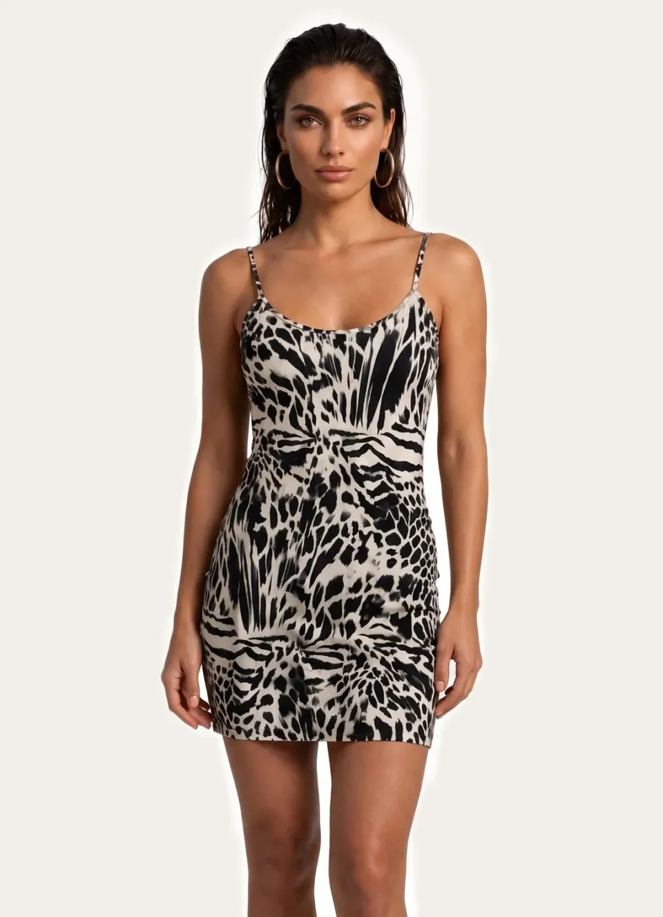 4 Giveness Melted Skin abito corto animalier viscosa